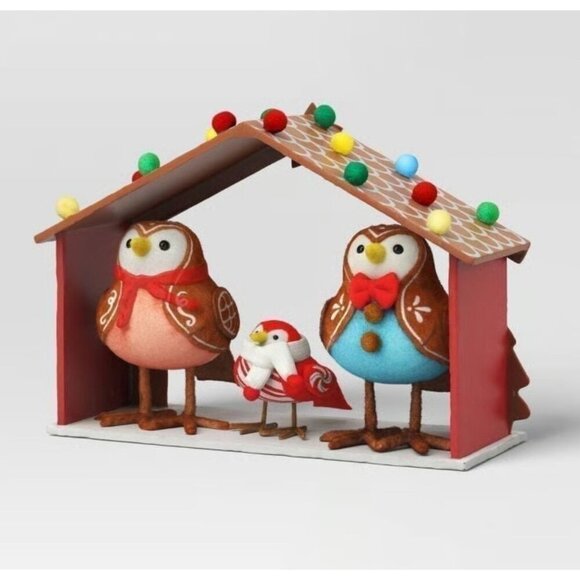 Target Other - Target Wondershop Featherly Friends Gingerbread House Family Trio Holiday Decor